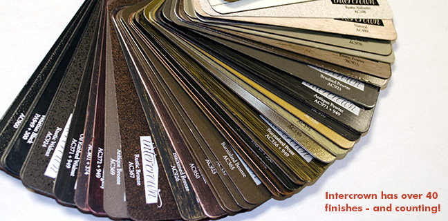 Picture of Intercrown's finish deck. Intercrown has over forty finishes - and counting!